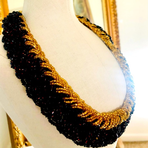 Vintage Demi Parure Garnet Gold Bead Necklace Set - Picture 11 of 14